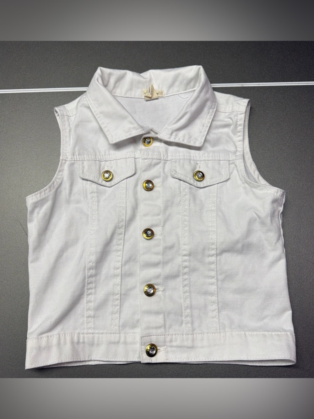 One Step Up Girls Medium Denim Vest White Size Great Condition